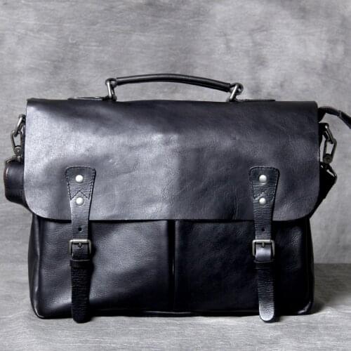 Genuine Leather Men Bag Casual Business Man Shoulder Crossbody Bags Cowhide Large Capacity Top Layer Leather Travel Message Bag