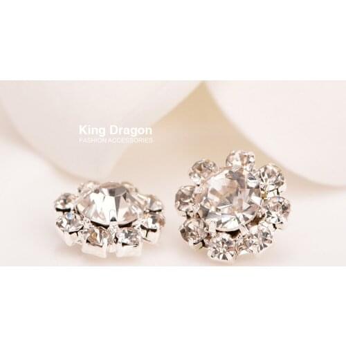 Crystal Rhinestone Embellishment Used On Flower Center 10MM 100pcs/lot Silver Color Flat Back or Shank Back KD21