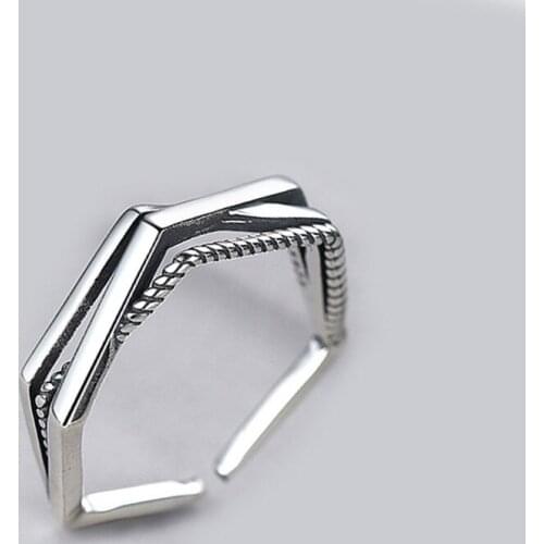 Ins Style Vintage Hexagon Rings for Women Men Lover Finger Ring Minimalist Jewelry Boho Wholesale