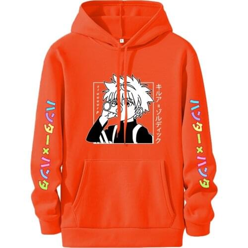 Japanese Anime Funny Killua Eyes Killua Hxh Hoodies 2021 Winter Japan Style Hunter X Hunter Sweatshirts Streetwear For Women/men