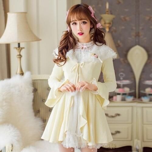 Candy Rain Autumn Winter Women Sweet Princess Flare Sleeve Cashmere Cardigans Wool Solid Female Outwear Coats Girls C16CD6141