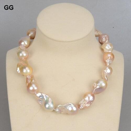 GuaiGuai Jewelry Natural Pink Keshi Baroque Pearl Necklace Gold Color Plated Clasp 18