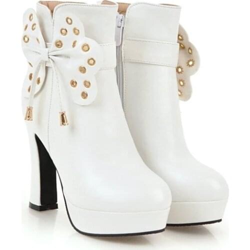 Big Size 9 10 12 boots women shoes ankle boots for women ladies boots Gold flower process heel