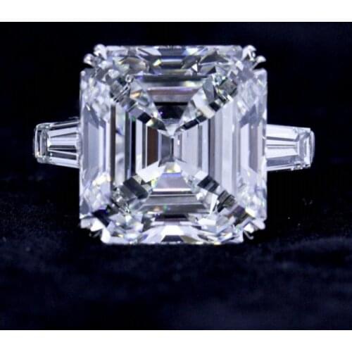 Luxury 925 Sterling Silver 5ct Square Asscher cut Diamond Wedding Engagement Cocktail Women Gemstone Rings fine Jewelry