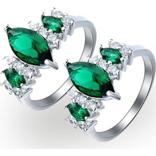 Hot Sale Fashion Jewelry Green Oval Irregular Geometric Crystal Zirconia Female Alloy Ring For Women Party Jewelry Accessories