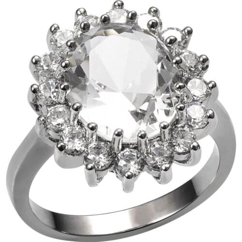 White Crystal Zircon 925 Sterling Silver Ring For Women Size 6 7 8 9 10 F1455
