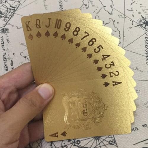 Golden Waterproof Playing Cards Gold Foil Poker Magic Card Gambling Games dropshipping#38