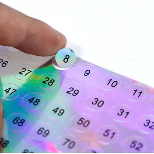 1PC 5PC Number 1-100 Diamond Painting Labels Stickers DIY Nail Polish Color Laser Round PVC Sticker Decoration