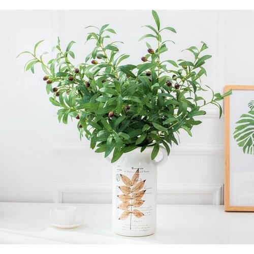 1Pc Artificial Olive Branch with Fruits Fake Plant Home Decor Photography Props Background Decoration