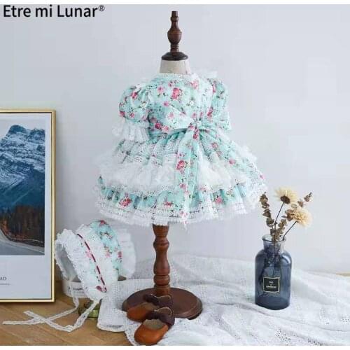 2021 Flower Girl Dress Green Lace Palace Turkish Princess Ball Gown Dress Birthday Party Dress L4237