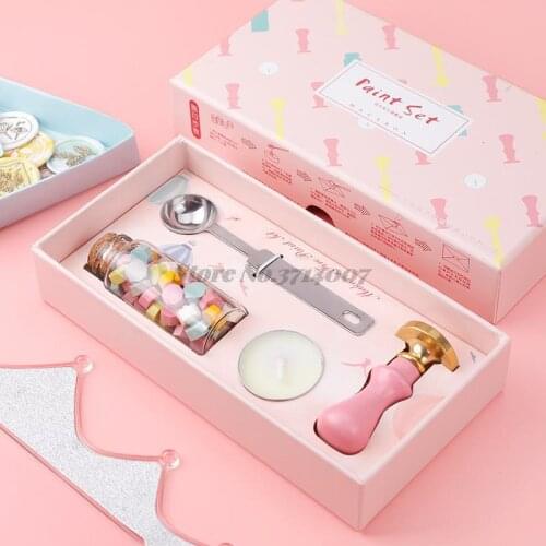 2020 Macaron Fire Paint Seal Set Seal Wax clear stamps Kam Fire Wax Gift Box Creative Birthday Gift Seal without white wax