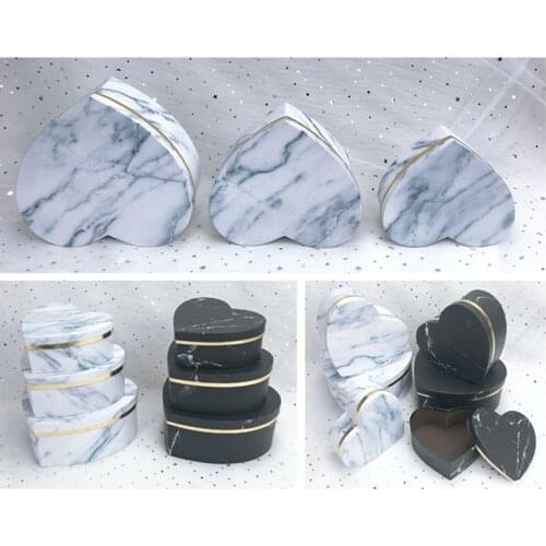 3pcs Heart Shaped Gift Box Marbled Candy Container Packaging Wedding Party Case DIY Gift Present Box For Ring Bangle Jewelry