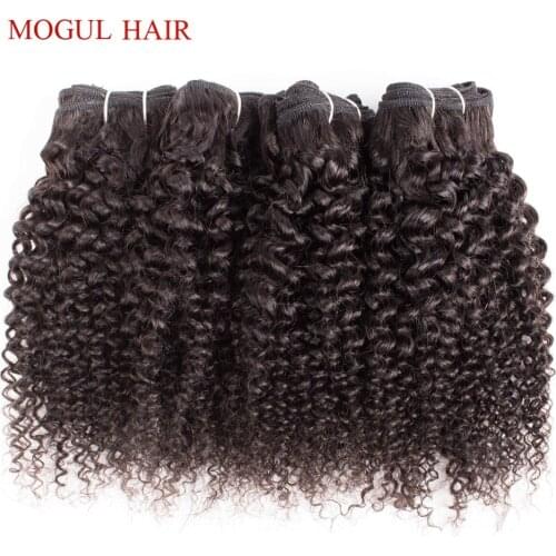 MOGUL HAIR 4/6 Bundles 50g/pc Brazilian Kinky Curly Natural Color Can be Dyed Remy Human Hair 10 12 inch Short Bob Style