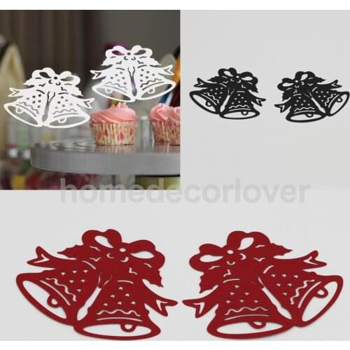 50pcs Christmas Bell Glass Place Cards Table Wine Cup Party Decor 3 Colors