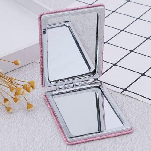 CASHOU76 Pink Portable Square Travel Mirror Gift Pocket Cute Double Side Folding Mini Compact Makeup Mirror For Women Girl