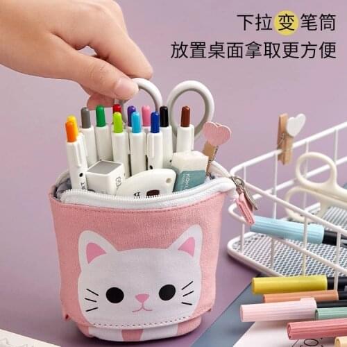 Korea Cute Simple Multifunctional Pen Holder Pencil Case Variable Drop Down Pen Holder Canvas Pencil Case