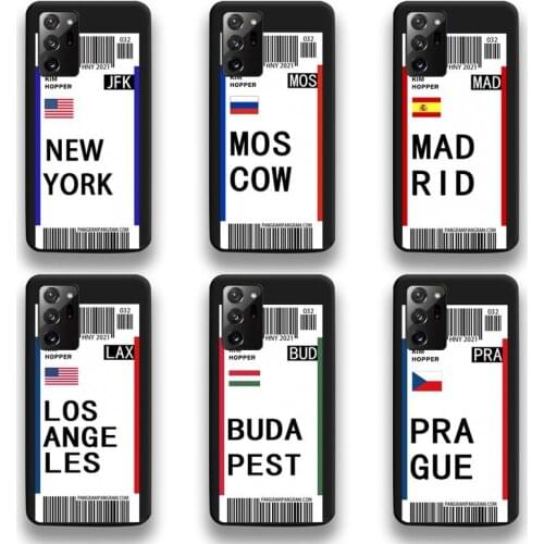 World Country Label Air Tickets Phone Case For Samsung Galaxy Note20 ultra 7 8 9 10 Plus lite M51 M21 M31S J8 2018 Prime