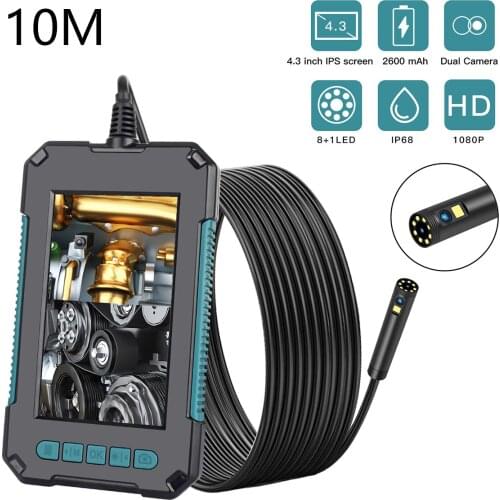 Endoscope 4.3 Inches IPS Screen 1080P High Definition IP68 Endoscopes with 9 LEDs 8mm Lens 2 Megapixel Magnifier