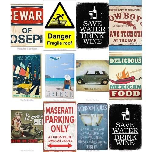 Mexican Food Metal Tin Signs Danger Fragile Roof Brown Speakeasy Metal Painting Vintage Tin Sign Wall Decor Board Retro Pub