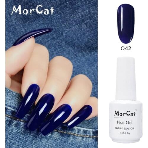 MorCat Gel Nail Polish 15ml Deep Blue Color UV Gel Polish Nail Lacquer Varnish UV Nail Gel Nail Art UV Vernis Semi Permanent