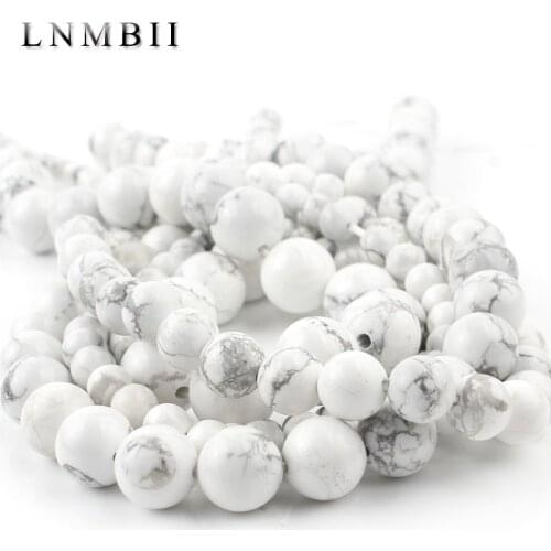 Natural White Howlite Turquoises Stone Beads Round Loose Beads For Jewelry Making DIY Bracelets Necklace 15"Inch 4 6 8 10 12 mm