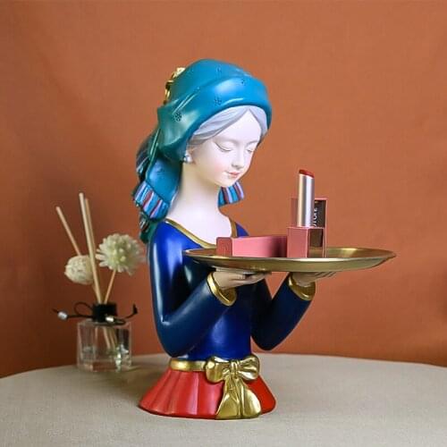 Modern Ethnic Style Girls Storage Tray Resin Flower Pot Ornaments Home Livingroom Furnishing Crafts Coffee Table Vase Decoration