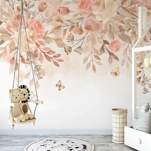 Custom Any Size Mural Wallpaper 3D Hand Painted Watercolor Flowers Leaf Wall Painting Living Room TV Sofa Bedroom Wall Papers 3D