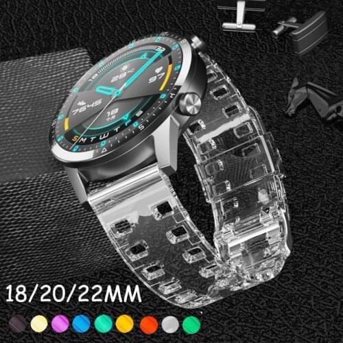 18 20 22mm straps for band Samsung galaxy watch 42 46mm gear s3 silicone transparent replacement for Huawei GT 2e honor magic