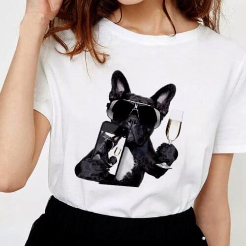 Harajuku Thin Section White Female T-shirt Tops Clothing 2020 New Summer Humanized Dog T Shirt Women Personality Fashion Tshirt