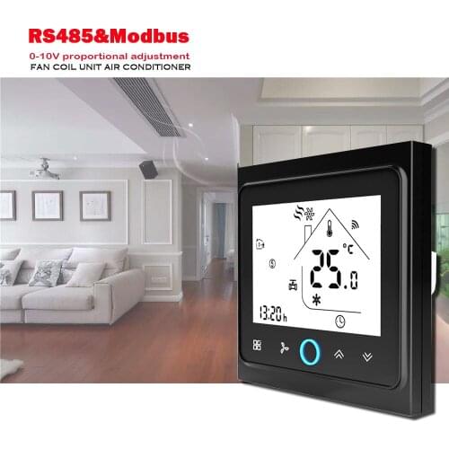 0-10V proportional valve signal output, RS485 2pipe fan coil thermostat, heating or cooling, 24VAC, 95-240VA optional