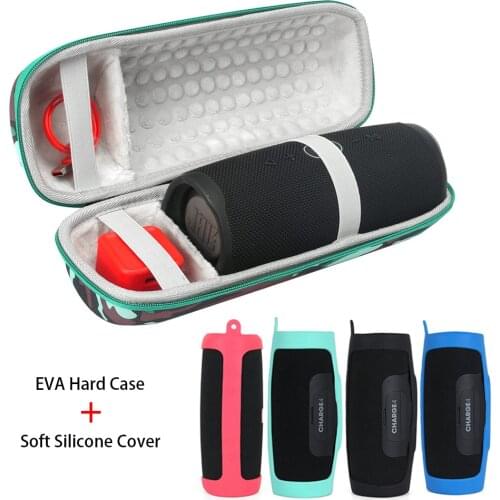 2 in 1 Hard EVA Carry Zipper Storage Box Bag+ Soft Silicone Cover Case for JBL Charge 4 Bluetooth Speaker for JBL Charge4 Case