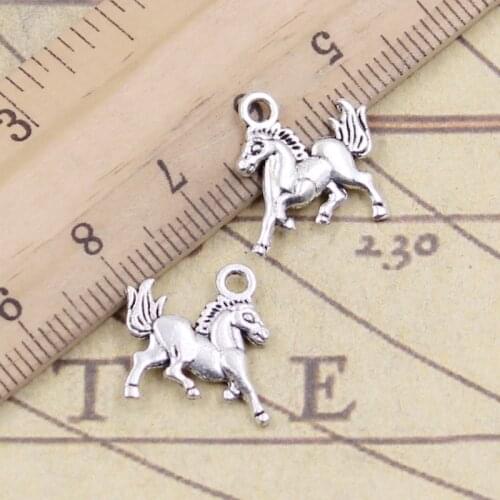 20pcs Charms Horse 19x15mm Tibetan Bronze Silver Color Pendants Antique Jewelry Making DIY Handmade Craft Pendant