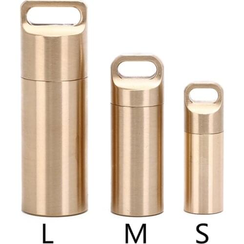 3 Sizes Aluminium alloy Pill Cases Multifunctional Brass Seal Cabin Waterproof Medicine Pill Drug Cigarette Cases