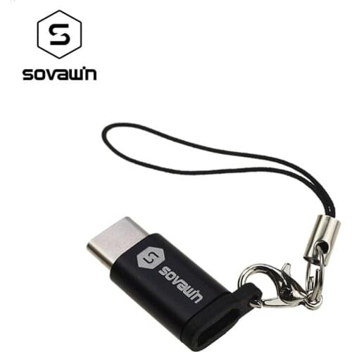 Sovawin Aluminum Micro USB Type-C Adapter OTG Data Sync Charger Type C Connector with Key chain for Macbook for Xiaomi
