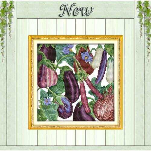 Eggplant vegetable home decor painting counted print on canvas DMC chinese Cross Stitch kits 11CT 14CT needlework Set embroidery