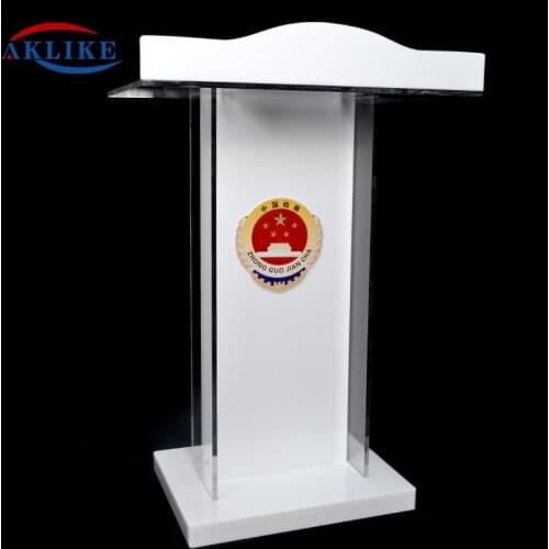 White Acrylic Smart Podium Plexiglass Pulpit School Church Lectern With Modern Stand Up Lecture Business Speaker Rostrum Design