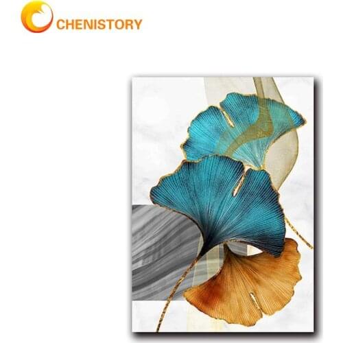 CHENISTORY Color Leaves Scenery Painting By Numbers 60x75cm Framed DIY Oil Picture By Number Home Decoration Paints Unique Gift