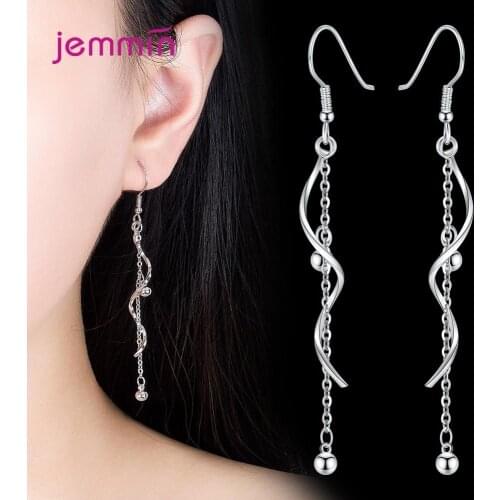 925 Sterling Silver Gold Tassel Drop Earrings For Women Girls Wedding Trendy 2021 Fashion Jewelry Valentines Day Gift Wholesale