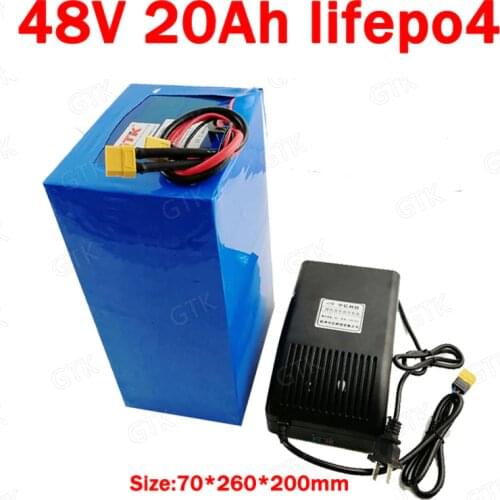 GTK lithium 48v 20ah lifepo4 battery BMS 16s 51.2v 20Ah for 1000w 2000w scooter ebike go cart Electric Bicycle + charger