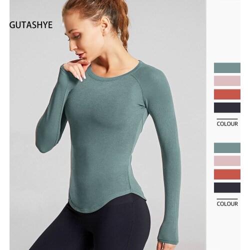GUTASHYE Long Sleeve Yoga Shirts Sport Top Fitness Yoga Top Gym Top Sports Wear for Women Gym Femme Jersey Mujer Running T Shirt