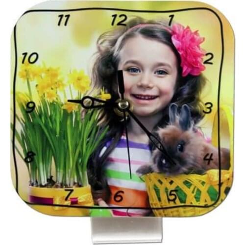 HLO 2021 Personalized Sublimation Metal Square Table Clock 14cm Photo Printed Decorative Gift Idea Trendy Modern Suitable Price