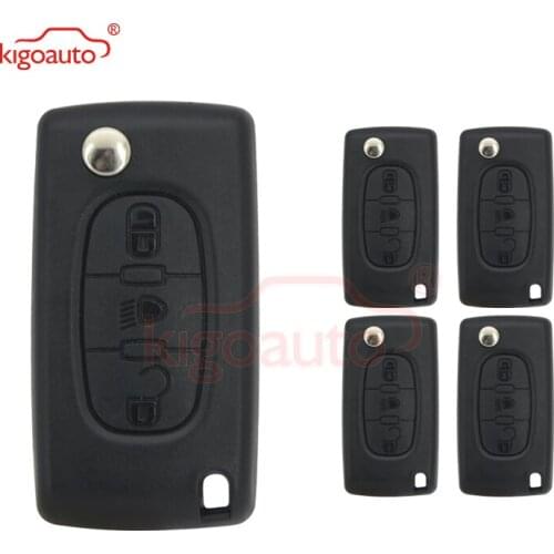 Kigoauto 5pcs CE0523 Flip Remote Car Key Case Cover Shell Fob For Citroen C2 C3 C4 C5 C6 C8 3 Buttons VA2 Blade