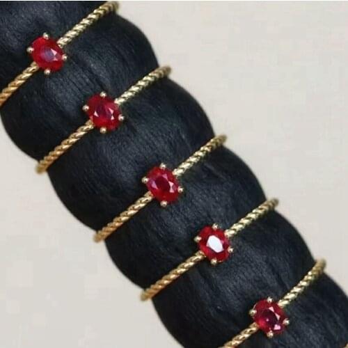 Natural Ruby Ring Gold Delicate Luxury Jewelry Fashion Hip Hop Trend Fall New Wedding Engagement S925 Sterling Silver