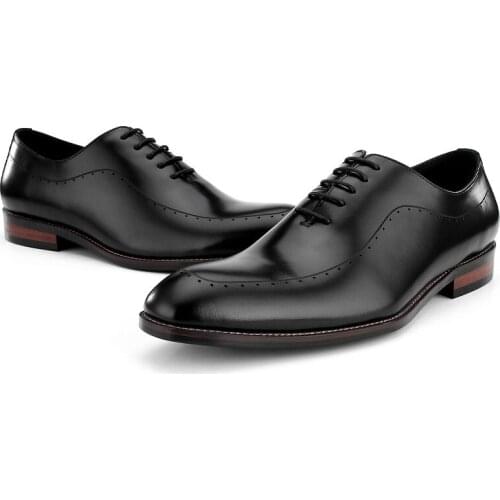 Handmade Black / Brown Tan Oxfords Business Shoes Genuine Leather Wedding Shoes Mens Dress Shoes