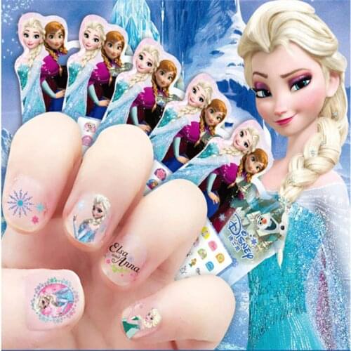Disney Princess Nail Sticker Baby Girls Children Manicure Applique Frozen Cartoon Nail Sticker Elsa and Anna mickey