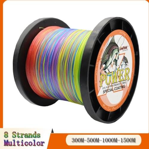 Multicolor Braided Fishing Line 8 Strands 300m-1500m Super Power Japan Multifilament PE Extreme Braided Line Fishing Cord