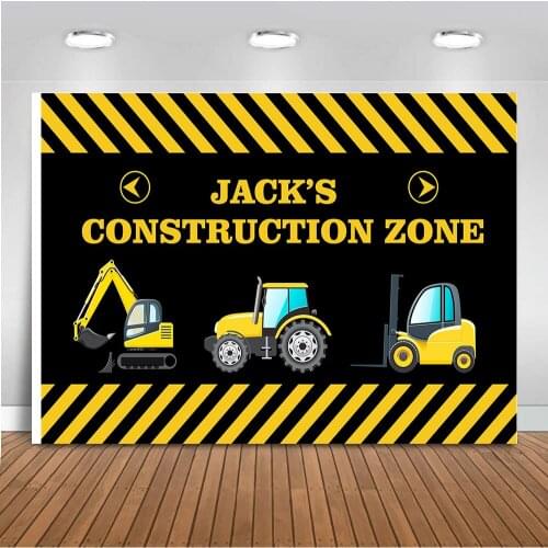 MOCSIKA Construction Birthday Party Photography Background Yellow Truck Photo Backdrop Shoot for Children Theme Activity