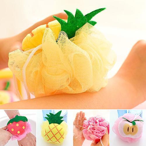 Soft Fruit Shape Bath Puff Shower Sponge Body Foam Bubble Net Ball Body Scrub Skin Cleaning Brush Shower Balls Soft Bath Towel