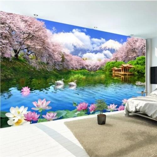 Beibehang Custom wallpaper 3d murals beautiful HD cherry blossom TV background wall living room bedroom wallpaper papier peint