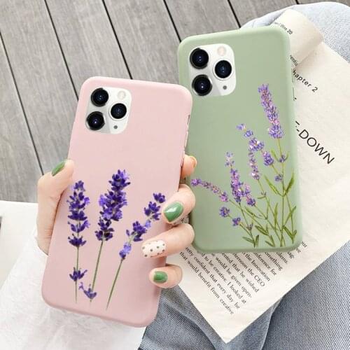 Simple Lavender Purple Flowers Phone Case Candy Color for iPhone 6 6S 7 8 11 12 XS X SE 2020 XR mini pro Plus MAX funda